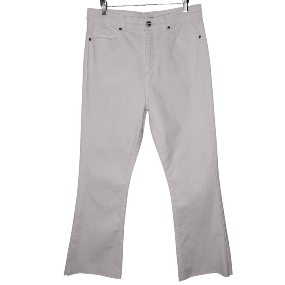 LOFT White High-Waist Kick Crop Flared Jeans Sz 30